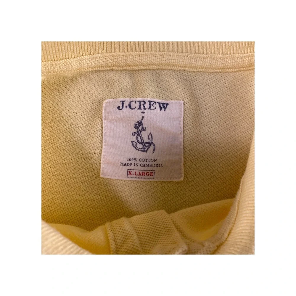 J Crew Polo Shirt Mens‎ XLarge Light Yellow Short Sleeve Embroidered Polo